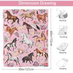 Ciuyxof Cute Horse Blanket Gifts for Girls Women Pink Rose Flowers Western Home Decor Cozy Fleece Throw Blanket for Bed Couch Sofa 60"X 50" (50 x 60 Inch, Horse Flower)