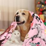 Ciuyxof Cute Horse Blanket Gifts for Girls Women Pink Rose Flowers Western Home Decor Cozy Fleece Throw Blanket for Bed Couch Sofa 60"X 50" (50 x 60 Inch, Horse Flower)