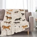 Horse Throw Blanket Horse Gifts for Women Girls Western Horses Cozy Fleece Fuzzy Soft Flannel Plush Animal Lover Warm Bedding Stuff for Kids Adults 40 x 50 Inch