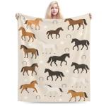 Horse Throw Blanket Horse Gifts for Women Girls Western Horses Cozy Fleece Fuzzy Soft Flannel Plush Animal Lover Warm Bedding Stuff for Kids Adults 40 x 50 Inch