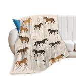 Horse Throw Blanket Horse Gifts for Women Girls Western Horses Cozy Fleece Fuzzy Soft Flannel Plush Animal Lover Warm Bedding Stuff for Kids Adults 40 x 50 Inch