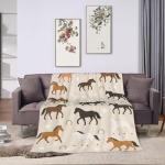Horse Throw Blanket Horse Gifts for Women Girls Western Horses Cozy Fleece Fuzzy Soft Flannel Plush Animal Lover Warm Bedding Stuff for Kids Adults 40 x 50 Inch