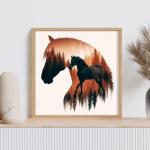 Horses Diamond Art Kits for Adults, 5D Horses Diamond Painting Kits for Beginner, DIY Animal Gem Art Dots for Adults, Perfect for Home Wall Decor 14x14 Inch