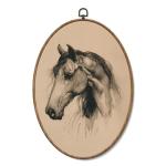 Yorhifa Vintage Horse Framed Wall Art, Neutral Sketch Horse Oval Wall Art, Antique Equestrian Oval Walls Decor, Rustic Farmhouse Animal Canvas Artwork Hanging Decor, 8.5x11.5in