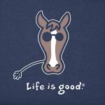 Life is Good. Womens Crusher Tee Horse, Darkest Blue-L