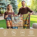 Wazzio Horse Gifts for Women, Horse Blanket for Girls, Horses Lovers Gifts for Christmas Thanksgiving Birthday, Just A Girl Who Loves Horses Throw Blanket 60" x 50" for Sofa Couch Room