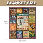 Wazzio Horse Gifts for Women, Horse Blanket for Girls, Horses Lovers Gifts for Christmas Thanksgiving Birthday, Just A Girl Who Loves Horses Throw Blanket 60" x 50" for Sofa Couch Room