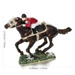 Hand Painted Enamel horse race Trinket Box for Home Decor, Unique Keepsake Collectible Figurine Jewelry Organizer Storage, Personalized Handmade Statue Decorative Ornament Gifts (Black Horse Race)