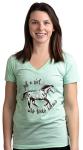 Ann Arbor T-shirt Co. Just a Girl who Loves Horses | Cute Girl Riding Rider V-Neck T-Shirt for Women-(Vneck,L) Mint