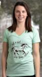 Ann Arbor T-shirt Co. Just a Girl who Loves Horses | Cute Girl Riding Rider V-Neck T-Shirt for Women-(Vneck,L) Mint