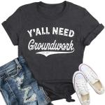 IFQ Horse Shirt for Women Y'all Need Groundwork T-Shirt Western Equestrian Cowgirl Tee Horse Trainer Tshirt Grey