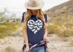 VVNTY Horse Lover Shirt Women: Horse Heart T Shirt Funny Horses T-Shirt Casual Animal Graphic Tees Blue