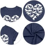 VVNTY Horse Lover Shirt Women: Horse Heart T Shirt Funny Horses T-Shirt Casual Animal Graphic Tees Blue