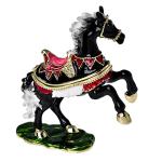 FJ FENGZHIJIE Golden Crystal Enameled Horse Jewelry Box | Hand-Painted Hinged Circus Draft Horse Trinket Box, Elegant Home Décor & Unique Gift for Horse Lovers