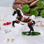 FJ FENGZHIJIE Golden Crystal Enameled Horse Jewelry Box | Hand-Painted Hinged Circus Draft Horse Trinket Box, Elegant Home Décor & Unique Gift for Horse Lovers