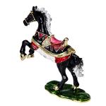 FJ FENGZHIJIE Golden Crystal Enameled Horse Jewelry Box | Hand-Painted Hinged Circus Draft Horse Trinket Box, Elegant Home Décor & Unique Gift for Horse Lovers