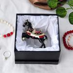 FJ FENGZHIJIE Golden Crystal Enameled Horse Jewelry Box | Hand-Painted Hinged Circus Draft Horse Trinket Box, Elegant Home Décor & Unique Gift for Horse Lovers