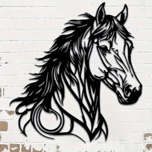 Yuhao Metal Horse Wall Art, Black Silhouette Design, Modern Equestrian Decor for Home, Living Room, Indoor