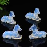 Ytbeoxk 2.2 Inch Opal Horse Crystal Figurines, Hand-Carved Healing Crystals Decor, White Horse Statues Stone Energy Gemstones, in Bedroom Office Meditation Memorial Gifts for Men and Women