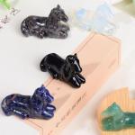 Ytbeoxk 2.2 Inch Opal Horse Crystal Figurines, Hand-Carved Healing Crystals Decor, White Horse Statues Stone Energy Gemstones, in Bedroom Office Meditation Memorial Gifts for Men and Women