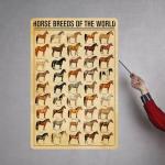 HYBLOM Horse Breeds Of The World Metal Tin Sign - Educational & Retro Farmhouse Wall Art, Vintage Poster for Man Cave, School, Cafe, Home Decor, Gift for Cowboy, 12x16 Inches