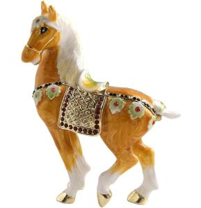 zltSunshine Horse Tabletop Ornament with Rhinestones Vintage-Style Decorative Horse Figurine Jewelry Box Great Yellow