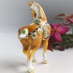 zltSunshine Horse Tabletop Ornament with Rhinestones Vintage-Style Decorative Horse Figurine Jewelry Box Great Yellow