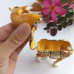 zltSunshine Horse Tabletop Ornament with Rhinestones Vintage-Style Decorative Horse Figurine Jewelry Box Great Yellow