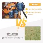 DRLWGTY Vintage Western Cowgirl Riding Horse Wall Art, Back View Artwork with Hand Applied Gemstone and Silver Paint Texture Details, Large Canvas for Bedroom and Living Room, Ready to Hang