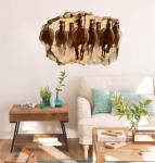 YIMEHDAN Large 3D Horse Wall Decal, Running Horses Breaking Through The Wall Vinyl Wall Stickers, Removable Wild Farm Animal Artwork for Office Farmhouse Living Room Decor