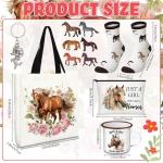 Yeyeplum Horse Lover Gifts for Women Birthday Gifts Baskets Set Include Canvas Tote Bag, Makeup Bag, Socks, Keychain, Enamel Mug, Small Figurines for Mom, Wife, Sister, Friend