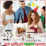 Yeyeplum Horse Lover Gifts for Women Birthday Gifts Baskets Set Include Canvas Tote Bag, Makeup Bag, Socks, Keychain, Enamel Mug, Small Figurines for Mom, Wife, Sister, Friend