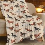 Horse Blanket Horse Throw Blanket Gifts for Girls Boys Kids Adults Women Men Super Soft Cozy Plush Fluffy Fuzzy Fleece Blanket Home Decor 40''X50''