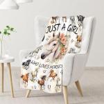 PUREGIFTS Horse Blanket for Girls - 40" x 50" Inches Cute Throw Blanket for Kids Boys - Warm Cozy Throws for Sofa, Crib & Bed