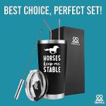 Panvola Horses Keep Me Stable Horse Lover Equestrian Gifts For Women Men From Mom Dad Friends Stainless Steel Vacuum Insulated Tumblers 20 oz Black With Lid And Straw