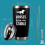 Panvola Horses Keep Me Stable Horse Lover Equestrian Gifts For Women Men From Mom Dad Friends Stainless Steel Vacuum Insulated Tumblers 20 oz Black With Lid And Straw