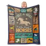 AICLIV Horse Gifts for Girls Women, Horse Lover Gifts for Girls, Gifts for Horse Lover, Just A Girl Who Love Horse Blanket for Girls Kids, Horse Gifts for Christmas Birthday, Horse Blanket 50" X 40"