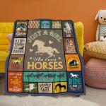 AICLIV Horse Gifts for Girls Women, Horse Lover Gifts for Girls, Gifts for Horse Lover, Just A Girl Who Love Horse Blanket for Girls Kids, Horse Gifts for Christmas Birthday, Horse Blanket 50" X 40"