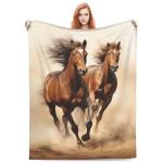 amepay Horse Blanket Animal Horses Running Pattern Print Flannel Throw Blankets for Home Couch Bed Sofa Soft Fuzzy Lightweight Decor Gifts for All Season 60x50 Inches