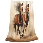 amepay Horse Blanket Animal Horses Running Pattern Print Flannel Throw Blankets for Home Couch Bed Sofa Soft Fuzzy Lightweight Decor Gifts for All Season 60x50 Inches