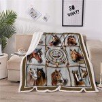 Horse Blanket Horse Gifts for Girl, Christmas Birthday Horse Gifts for Women,Gifts for Daughter Friend Horse Lovers,Horse Dream Catcher Flower Print Soft Throw Blanket for Couch Bedding
