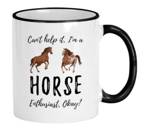 Casitika Horse Mug. 11 Oz Cute Horses Novelty Coffee Mugs. Farm & Cowboys Themed Gifts. Can't Help Animal Enthusiast Cool Cup. Gift Idea For Riding Men And Women. (Horses)