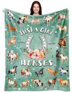 Horse Blanket Gifts for Girls Women Soft Flannel Horse Throw Blanket Horses Gift Merch Stuff for Room Decor 50"X40"