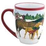 Current Holiday Horses Ceramic Mug - 22oz Large Winter Christmas Mug, Microwave Safe, Hand Wash, Holiday Dishware, Festive