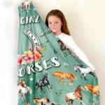 Horse Blanket Gifts for Girls Women Soft Flannel Horse Throw Blanket Horses Gift Merch Stuff for Room Decor 50"X40"