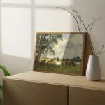 AtterrirArt Framed Vintage Horse Wall Art, 12x16 Inches, Farmhouse Animal Canvas Print, Rural Landscape Wall Decor Aesthetic, Retro Natural Wall Art For Bedroom, Living Room, Ready to Hang