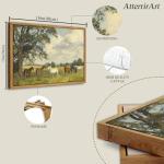 AtterrirArt Framed Vintage Horse Wall Art, 12x16 Inches, Farmhouse Animal Canvas Print, Rural Landscape Wall Decor Aesthetic, Retro Natural Wall Art For Bedroom, Living Room, Ready to Hang