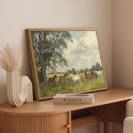 AtterrirArt Framed Vintage Horse Wall Art, 12x16 Inches, Farmhouse Animal Canvas Print, Rural Landscape Wall Decor Aesthetic, Retro Natural Wall Art For Bedroom, Living Room, Ready to Hang