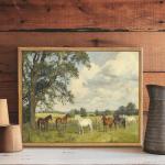 AtterrirArt Framed Vintage Horse Wall Art, 12x16 Inches, Farmhouse Animal Canvas Print, Rural Landscape Wall Decor Aesthetic, Retro Natural Wall Art For Bedroom, Living Room, Ready to Hang