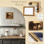 uniro Vintage Gold Framed Wall Art for Home Decor, Farmhouse Wall Decor Horse Canvas Artwork, Antique Animal Farm Poster Equestrian Wall Art for Nursery Wall Decor, Rustic Horse Aesthetic Picture for Bathroom, Living Room, Desktop decor - 8x10Inch
